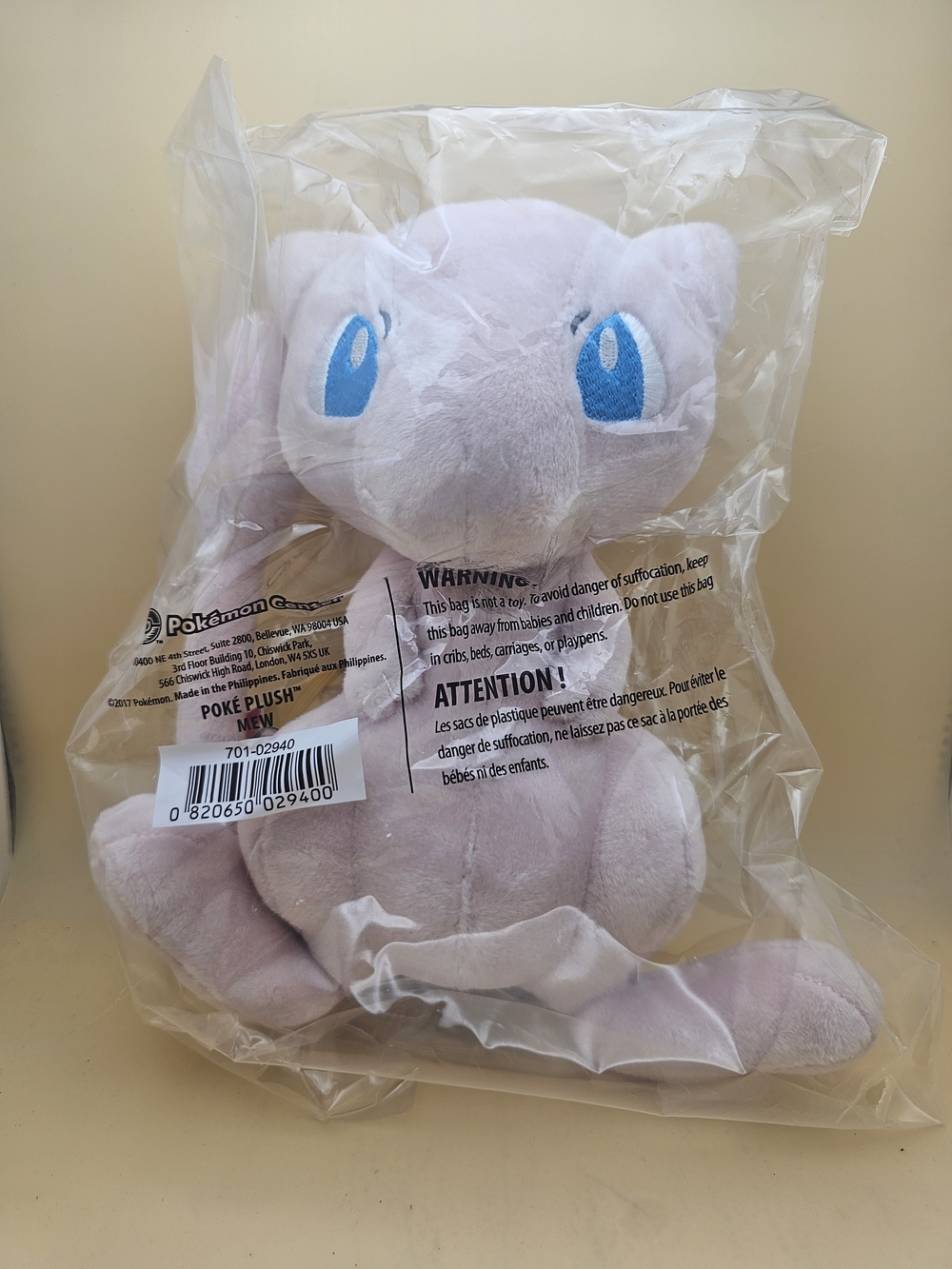 Mew Plush Stuffed Animal - Light Pink.